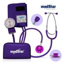 BAUMANOMETRO ANEROIDE KIT MORADO CON ESTETO DOBLE CAMPANA – SLI-HS-50B-F color morado