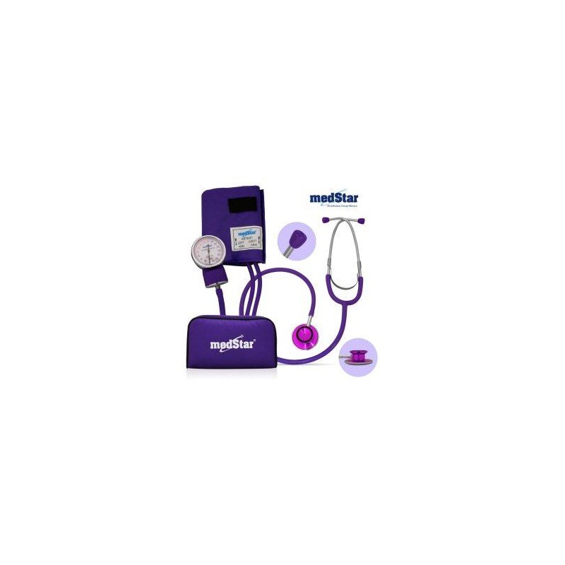 BAUMANOMETRO ANEROIDE KIT MORADO CON ESTETO DOBLE CAMPANA – SLI-HS-50B-F color morado
