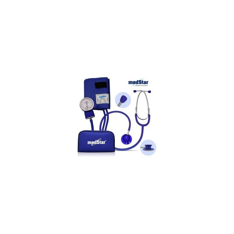 BAUMANOMETRO ANEROIDE KIT MORADO CON ESTETO DOBLE CAMPANA – SLI-HS-50B-F color azul