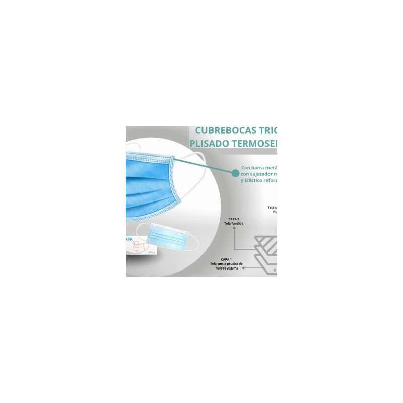 CUBREBOCAS TRICAPA PLISADO TERMOSELLADO – SPQ-MF050103