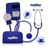 ESFIGMOMANOMETRO ANEROIDE MEDSTAR KIT CON ESTETOSCOPIO DE UNA CAMPANA FULL –  SLI-HS-50A-F color azul