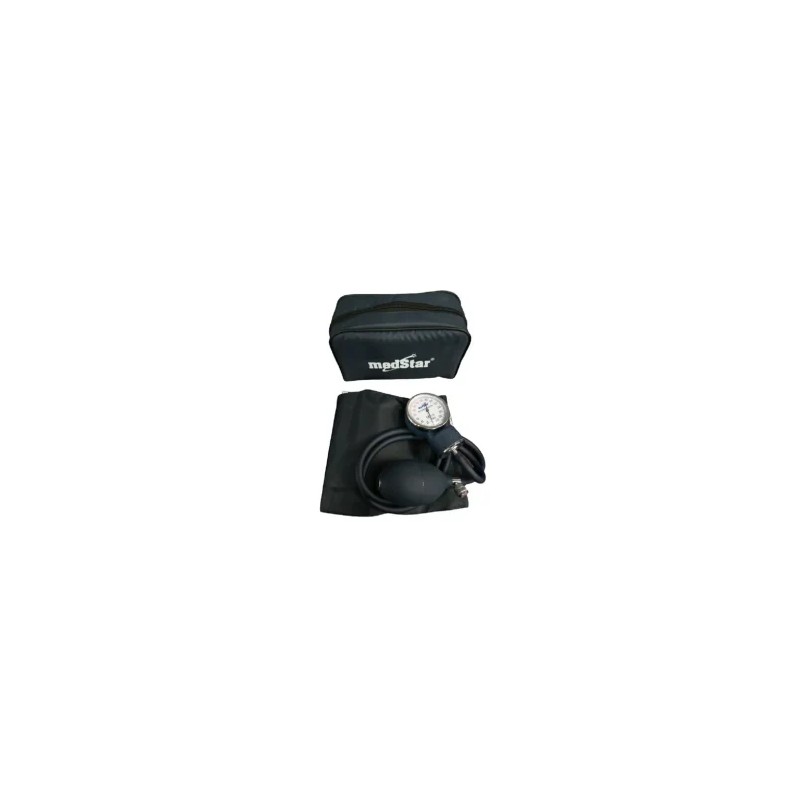 ESFIGMOMANOMETRO ANEROIDE MEDSTAR KIT CON ESTETOSCOPIO DE UNA CAMPANA FULL -SLI-HS-50A-F color negro