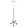 PORTA SUEROS ACERO INOXIDABLE C/5 RUEDAS BASE DE HIERRO -SPC2001 D